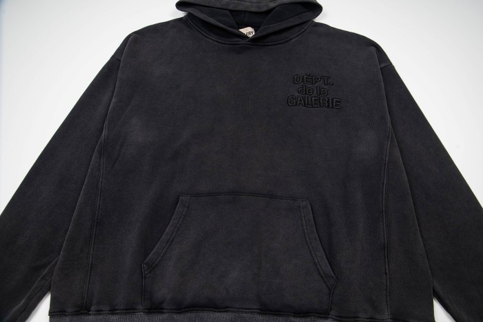 GaIIery Dept. Washed Distressed Tonal Embossed Letter Embroidery Oversized Hoodie 29510367