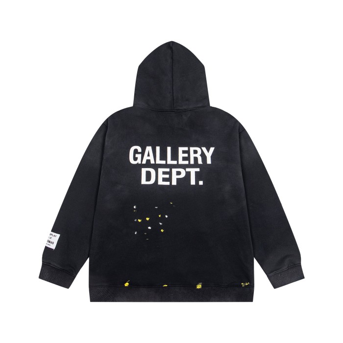 GaIIery Dept. Distressed White Letter Paint Splatter Brush Stroke Oversized Hoodie 29510347