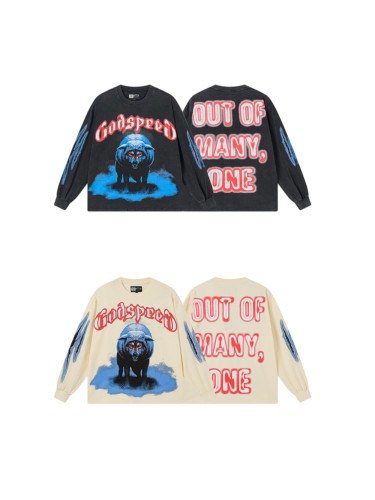 Godspeed Wolf In Sheep Clothing Double Sleeve Claw Scratch Print Long Sleeve T-Shirt 2 colors 29509429