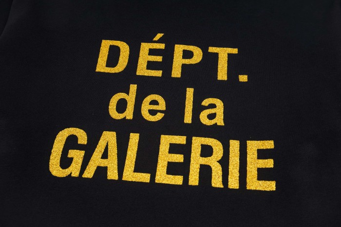 GaIIery Dept. Black Gold Glitter Letter Paint Splatter Oversized Hoodie 29510322