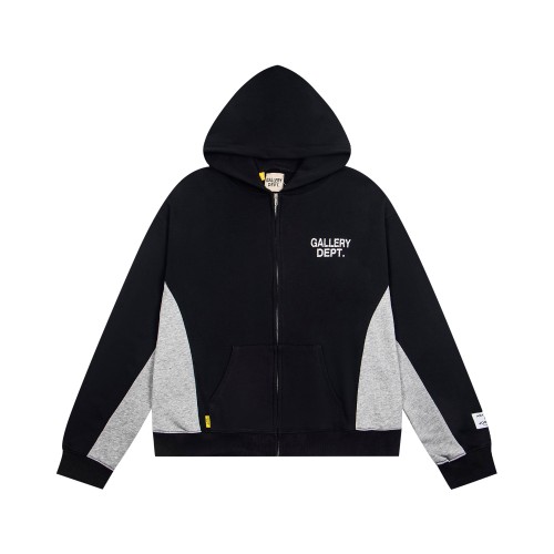 GaIIery Dept. Chest Small Letter Curved Side Panel Color Block Zip Up Hoodie 2 colors 29510351