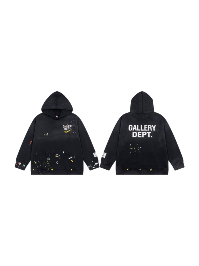 GaIIery Dept. Distressed White Letter Paint Splatter Brush Stroke Oversized Hoodie 29510347