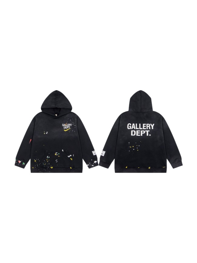 GaIIery Dept. Distressed White Letter Paint Splatter Brush Stroke Oversized Hoodie 29510347
