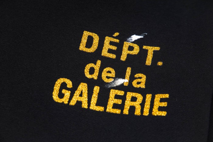 GaIIery Dept. Black Gold Glitter Letter Paint Splatter Oversized Hoodie 29510322