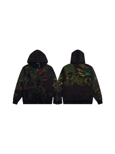 Who Decides War Rasta Color Outline Embroidery Liberty Leader Portrait Full Zip Hoodie 29510285