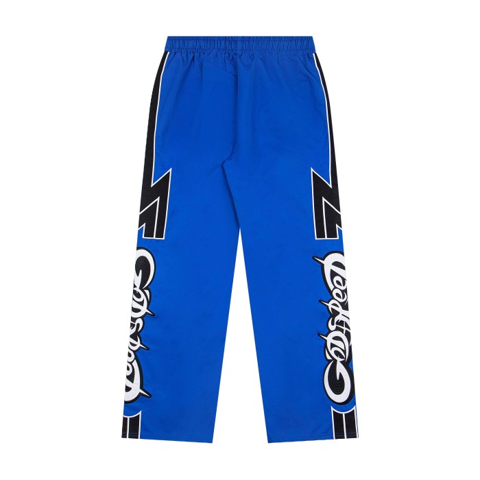Godspeed White Piping Racing Script Applique Embroidery Wide Leg Track Pants 4 colors 29509287