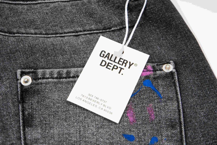 GaIIery Dept. Paint Splatter Brush Stroke Washed Spray Print Slim Denim Jeans 29510769