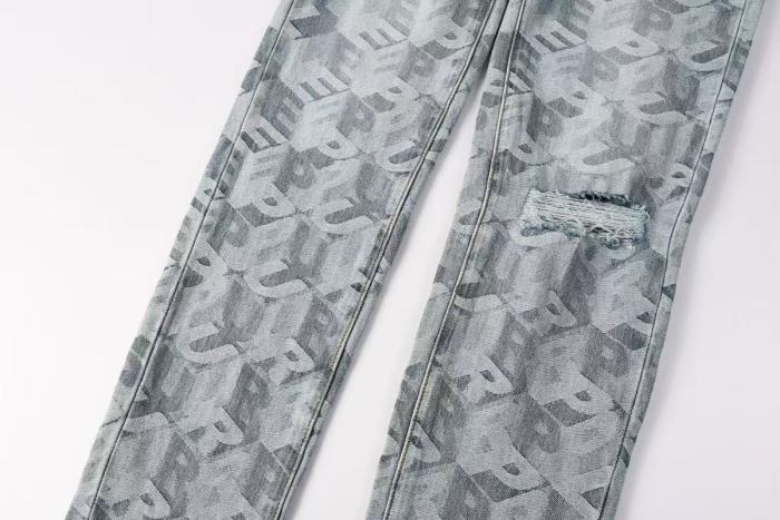 Purple Brand 1:1 quality version Acid Wash All Over Letter Jacquard Distressed Slim Fit Jeans 29510792