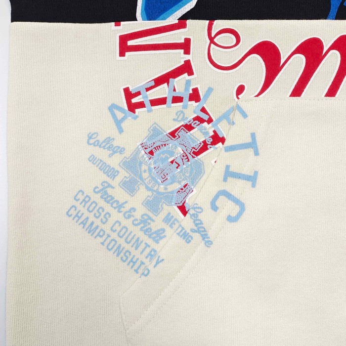 Sp5der [Big & Tall for weights up to 220 lbs]1:1 quality version Letter Badge Split Color Block Zip Up Hoodie 29510772
