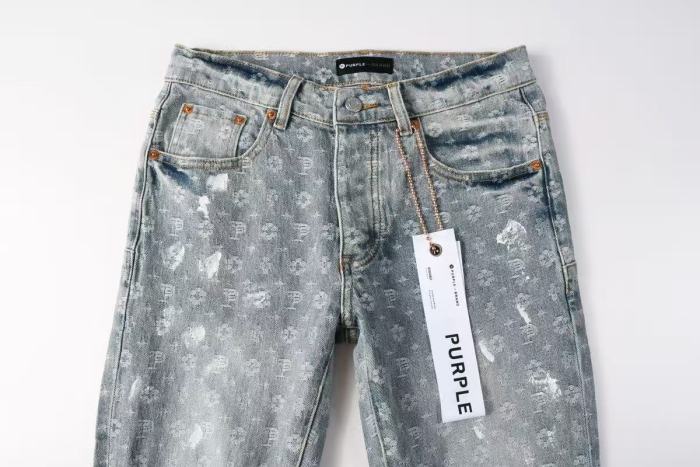 Purple Brand 1:1 quality version Acid Wash All Over Monogram Jacquard Distressed Slim Fit Jeans 29510809