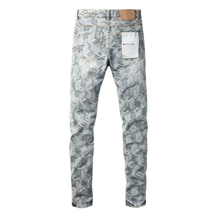Purple Brand 1:1 quality version Acid Wash All Over Letter Jacquard Distressed Slim Fit Jeans 29510792