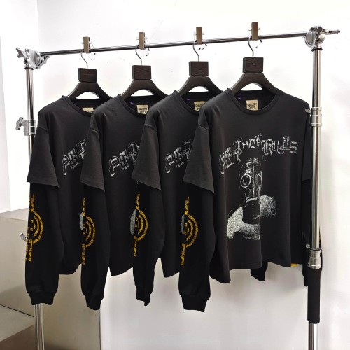 GaIIery Dept. [Big & Tall for weights up to 220 lbs]1:1 quality version Face Mask Fake Two Piece Black Long Sleeve Tee 29510846