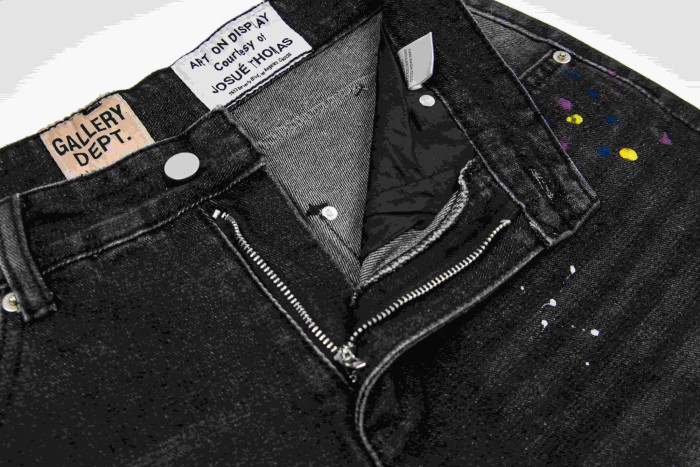 GaIIery Dept. Paint Splatter Brush Stroke Washed Spray Print Slim Denim Jeans 29510769