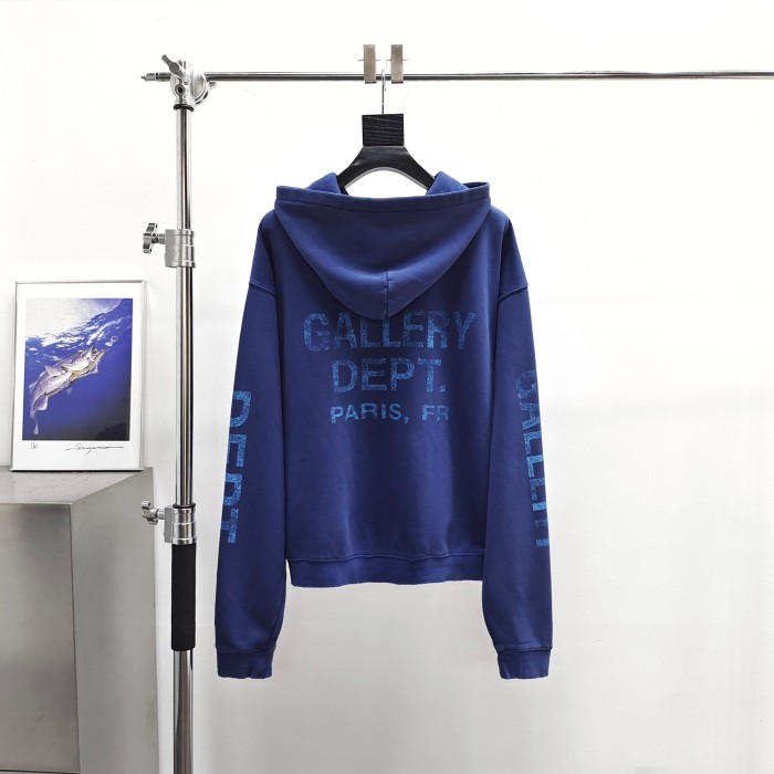 GaIIery Dept. [Big & Tall for weights up to 260 lbs]1:1 quality version Both Sleeves Blue Letter Navy Blue Zip Up Hoodie 29510839