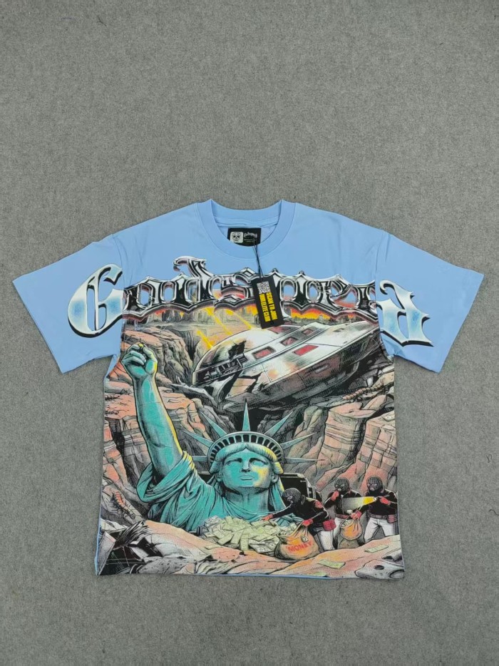 Godspeed Statue of Liberty UFO Ruins Print Washed Tee 2 colors 29098151