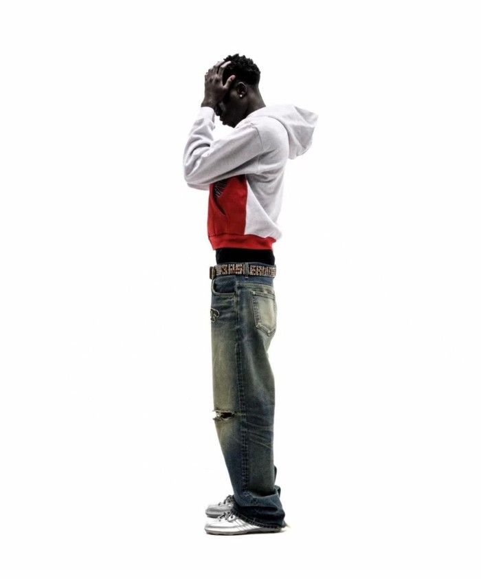 Sp5der [Big & Tall for weights up to 220 lbs]1:1 quality version Letter Badge Grey Red Color Block Zip Up Hoodie 29510775