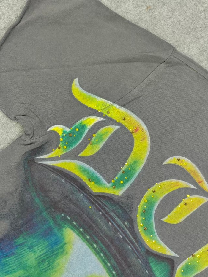 Duaa UFO Cowboy Rhinestone Print Washed Tee 28930931