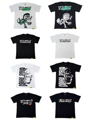 [50% Off]Cough Syrup Cartoon Graffiti Alphabet Portrait Printed Tee 8 colors 28270666
