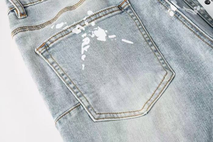Purple Brand 1:1 quality version Acid Wash White Paint Splatter Graffiti Letter Slim Fit Jeans 29510795
