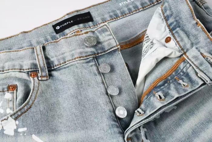 Purple Brand 1:1 quality version Acid Wash White Paint Splatter Graffiti Letter Slim Fit Jeans 29510795