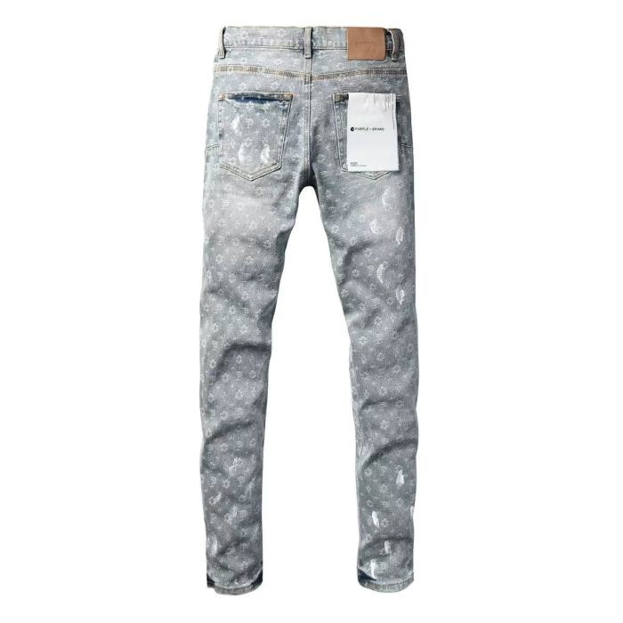 Purple Brand 1:1 quality version Acid Wash All Over Monogram Jacquard Distressed Slim Fit Jeans 29510809