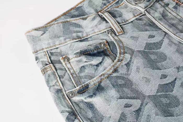 Purple Brand 1:1 quality version Acid Wash All Over Letter Jacquard Distressed Slim Fit Jeans 29510792