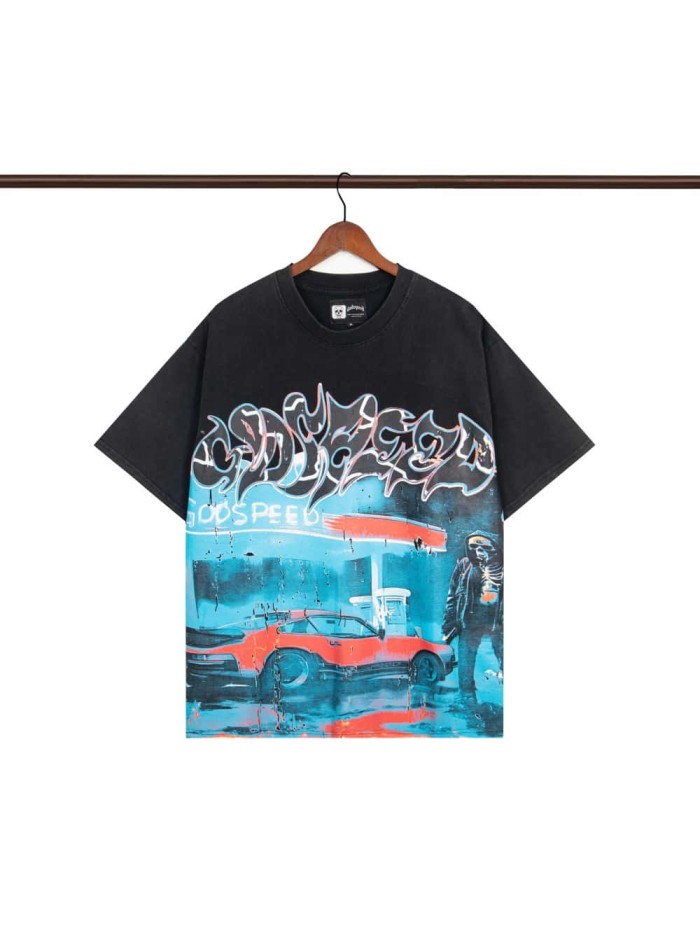 [50% Off]Godspeed Red car skull Printed Washed Tee 2 colors 28220252