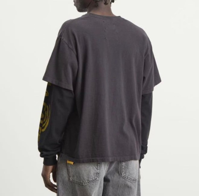 GaIIery Dept. [Big & Tall for weights up to 220 lbs]1:1 quality version Face Mask Fake Two Piece Black Long Sleeve Tee 29510846