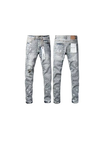 Purple Brand 1:1 quality version Acid Wash All Over Monogram Jacquard Distressed Slim Fit Jeans 29510809