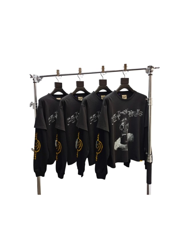 GaIIery Dept. [Big & Tall for weights up to 220 lbs]1:1 quality version Face Mask Fake Two Piece Black Long Sleeve Tee 29510846