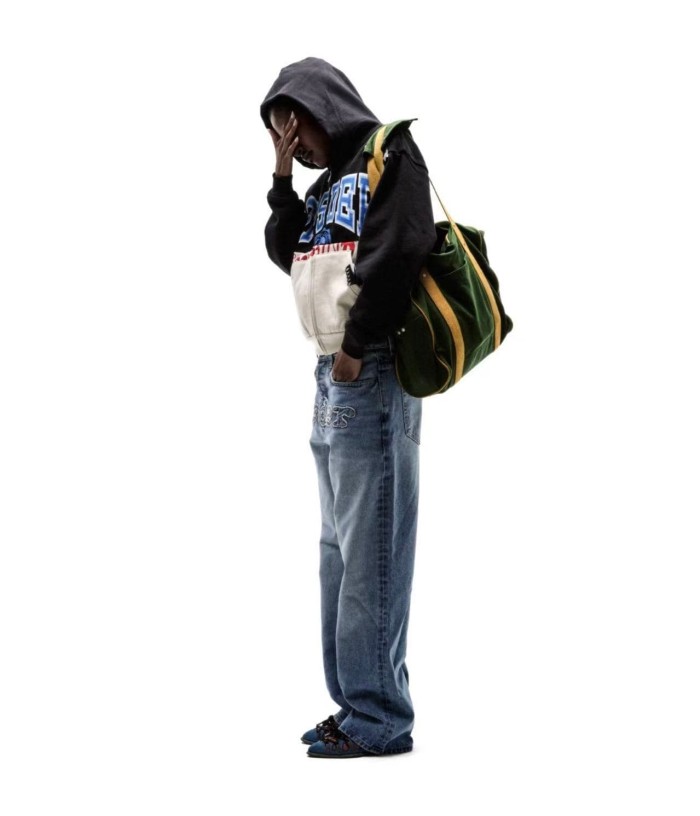 Sp5der [Big & Tall for weights up to 220 lbs]1:1 quality version Letter Badge Split Color Block Zip Up Hoodie 29510772