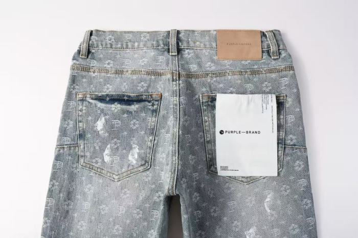 Purple Brand 1:1 quality version Acid Wash All Over Monogram Jacquard Distressed Slim Fit Jeans 29510809