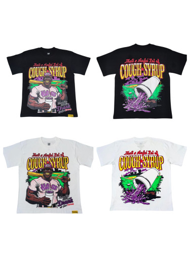 [50% Off]Cough Syrup Baseball Player Print Tee 2 colors 28270647