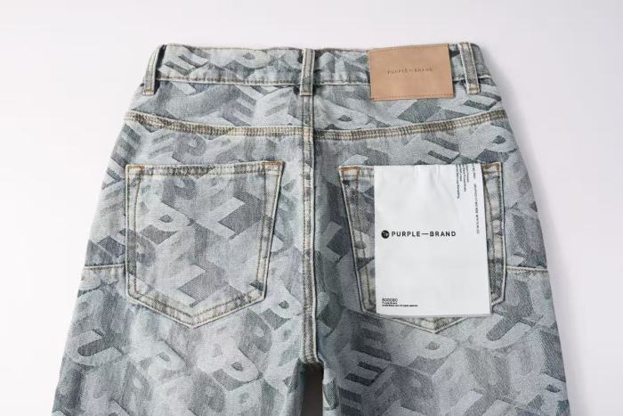 Purple Brand 1:1 quality version Acid Wash All Over Letter Jacquard Distressed Slim Fit Jeans 29510792