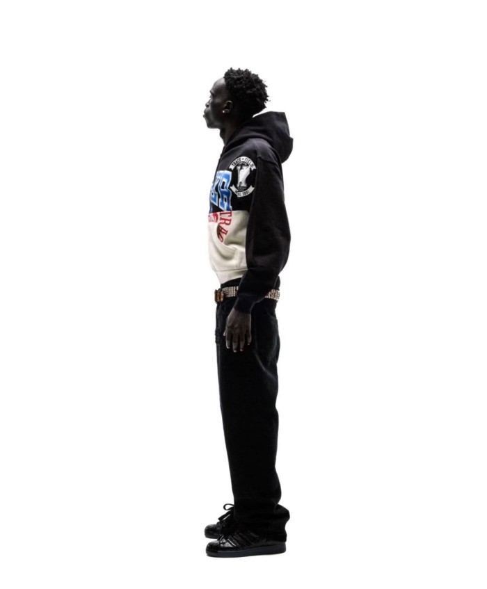 Sp5der [Big & Tall for weights up to 220 lbs]1:1 quality version Letter Badge Split Color Block Zip Up Hoodie 29510772