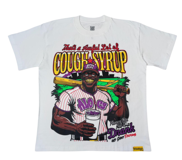 [50% Off]Cough Syrup Baseball Player Print Tee 2 colors 28270647