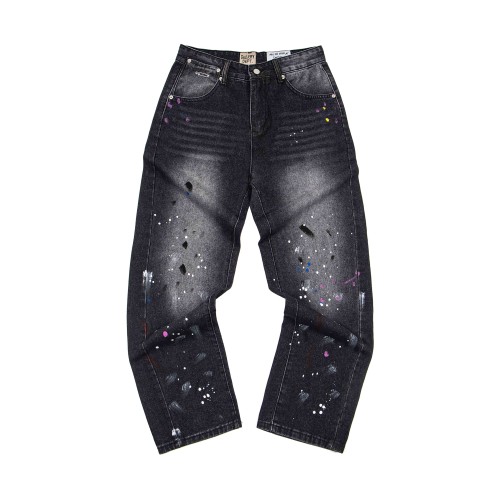 GaIIery Dept. Paint Splatter Brush Stroke Washed Spray Print Slim Denim Jeans 29510769