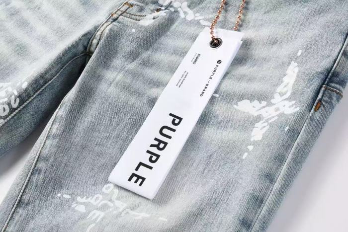 Purple Brand 1:1 quality version Acid Wash White Paint Splatter Graffiti Letter Slim Fit Jeans 29510795