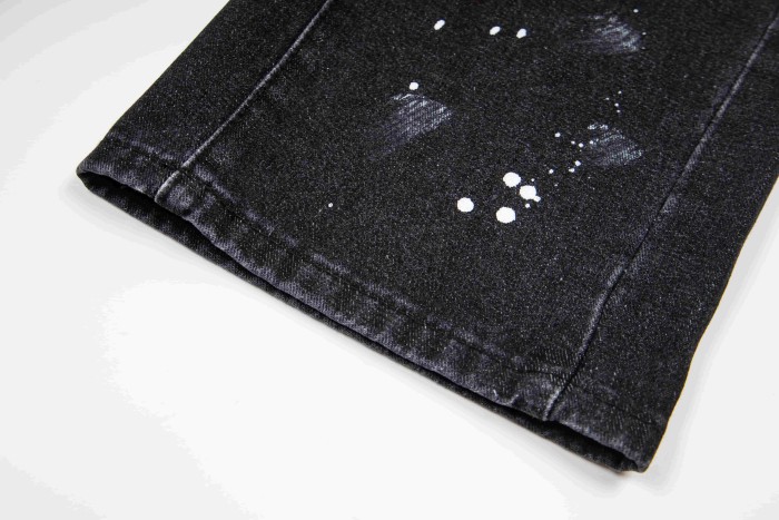 GaIIery Dept. Paint Splatter Brush Stroke Washed Spray Print Slim Denim Jeans 29510769