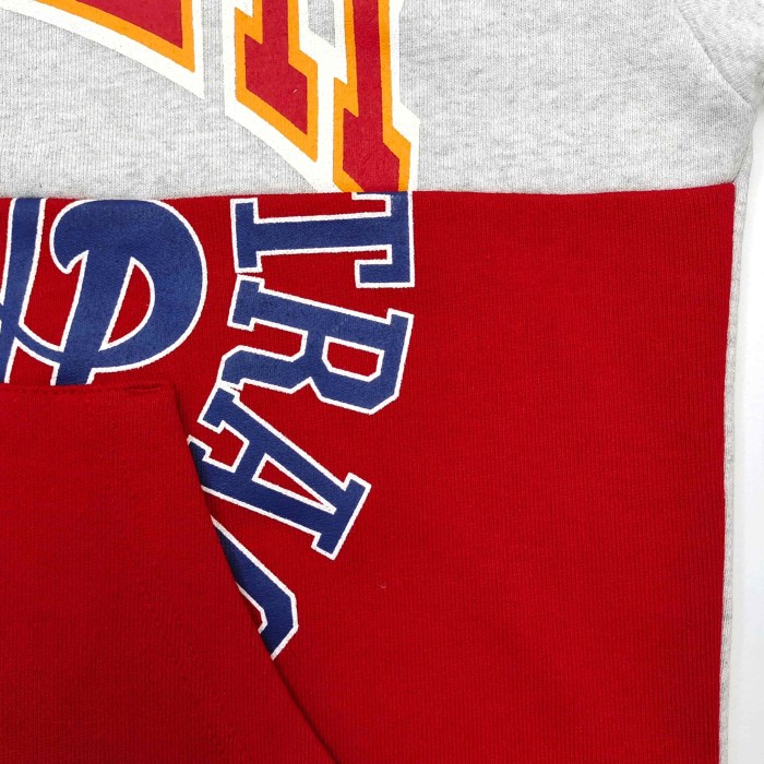 Sp5der [Big & Tall for weights up to 220 lbs]1:1 quality version Letter Badge Grey Red Color Block Zip Up Hoodie 29510775