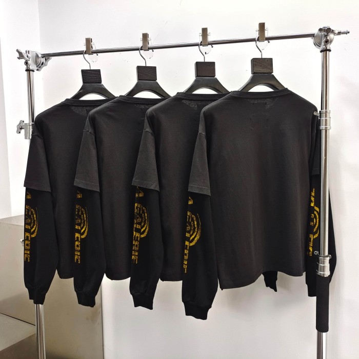 GaIIery Dept. [Big & Tall for weights up to 220 lbs]1:1 quality version Face Mask Fake Two Piece Black Long Sleeve Tee 29510846