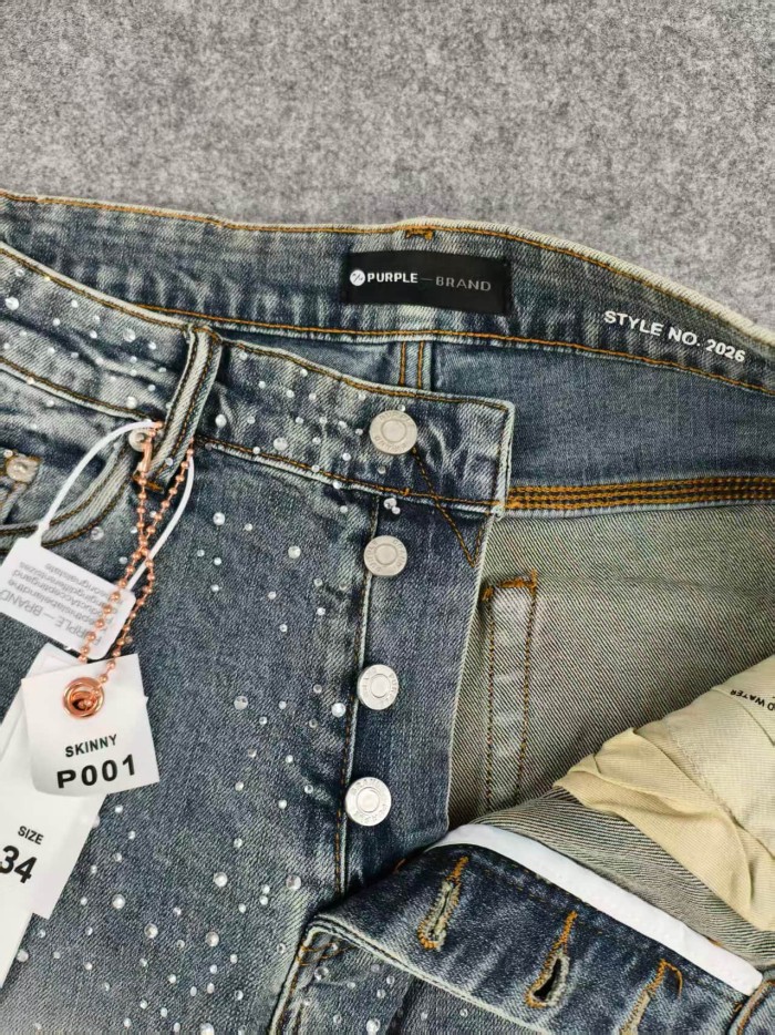 Purple Brand 1:1 quality version Wash All Over Rhinestone Crystal Studded Slim Skinny Jeans 29501060