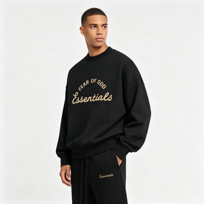 Fear Of God (Essentials) Arched Letter Cursive Script Oversized Crewneck Sweatshirt 3 colors 29520380