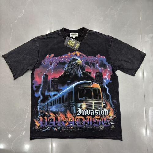 Majestik Rhinestone Graffiti Letter Eagle Train Flame City Lightning Print Tee 29520266