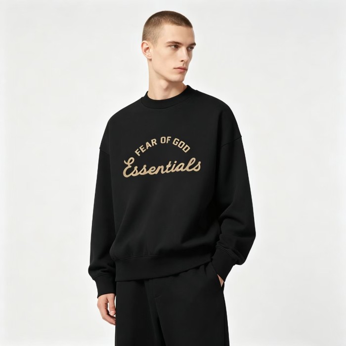 Fear Of God (Essentials) Arched Letter Cursive Script Oversized Crewneck Sweatshirt 3 colors 29520380