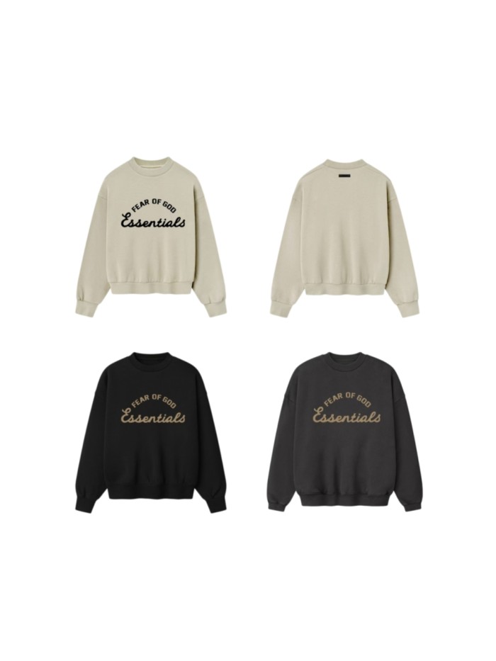 Fear Of God (Essentials) Arched Letter Cursive Script Oversized Crewneck Sweatshirt 3 colors 29520380