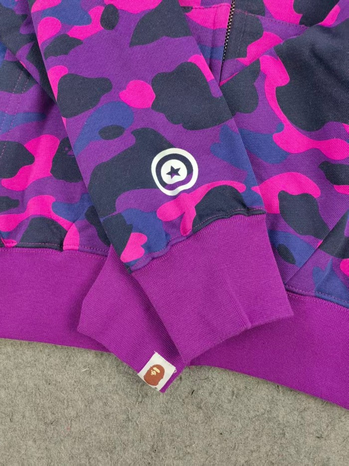 A Bathing Ape Bape  1:1 Version Bape 1ST OG Full Camo Shark Full Zip up Hoodies Purple Camo