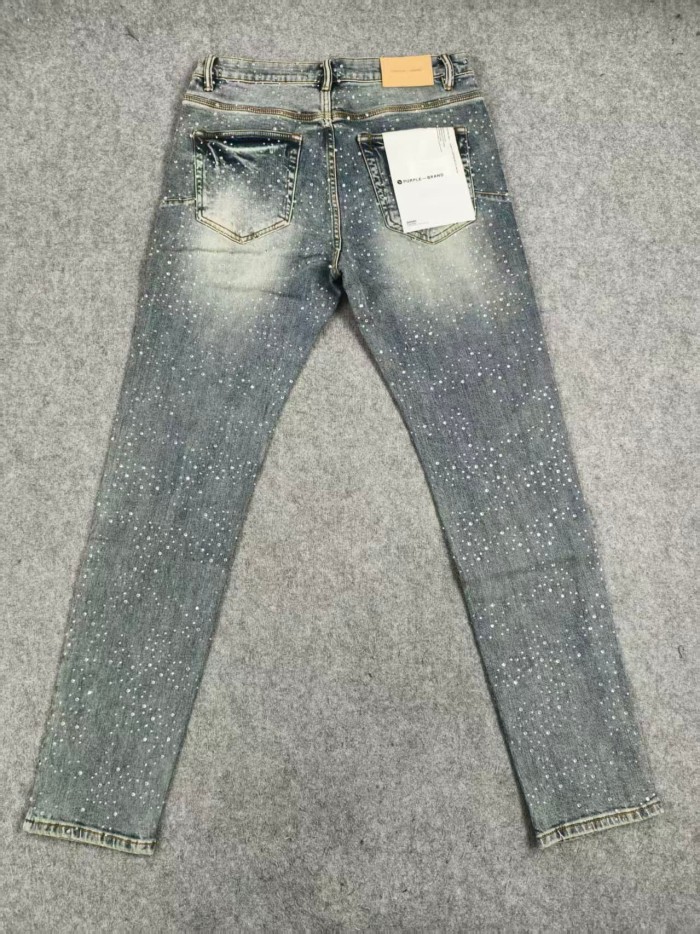 Purple Brand 1:1 quality version Wash All Over Rhinestone Crystal Studded Slim Skinny Jeans 29501060