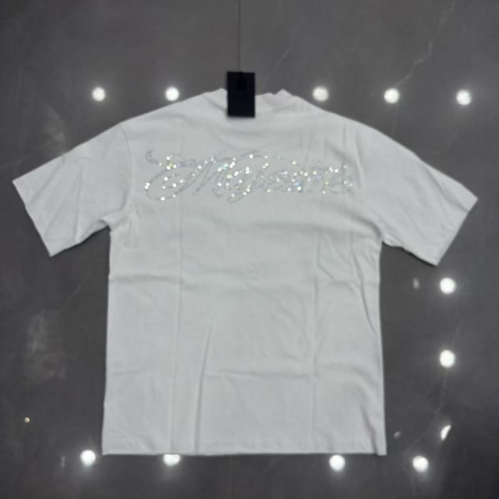 Majestik Rhinestone Cursive Letter Flame Skull Lightning Sunset Print Tee 29520293