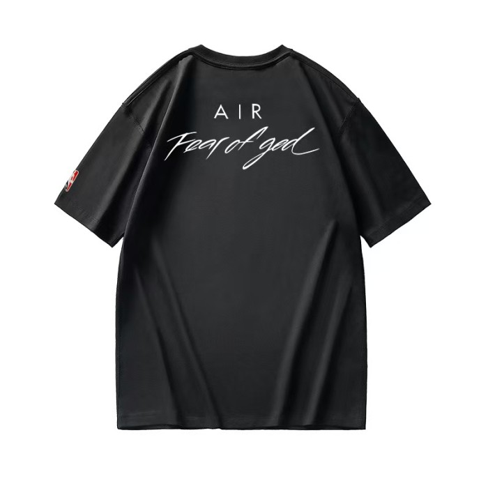 Fear Of God (Essentials) Nike Air Collab Black Back Air Script Letter Sleeve Patch Oversized Tee 2 colors 29520352